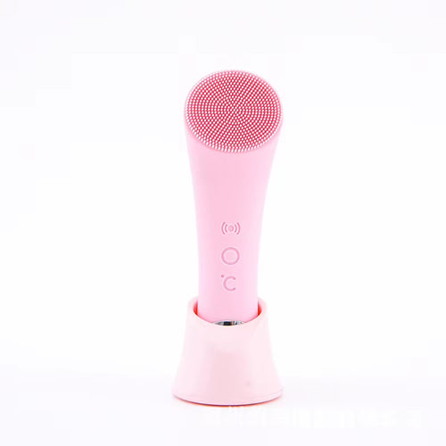 Rechargeable Facial Cleansing Brush with Heat Massage End Vibrating Exfoliating Electric Silicone Face Scrubber